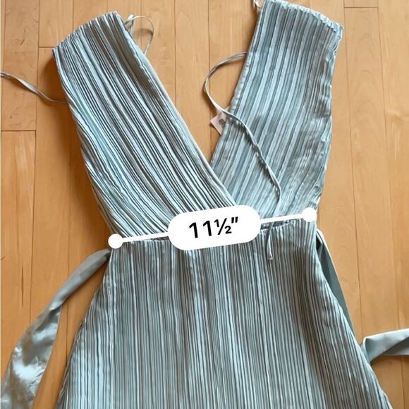 Zara Pleated Belted Layered Romper in Aqua Green M NWT - Picture 9 of 11